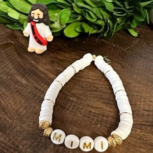 White and Gold “MIMI” beaded Bracelet